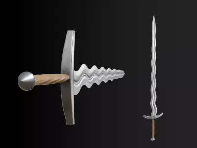 Flame bladed sword flamberge Low-poly 3D model