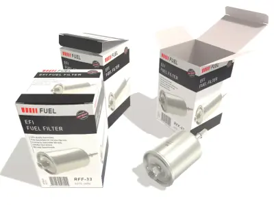 Fuel Filter and Box 9x9x15cm Low-poly 3D model