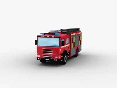 Fire Truck Lowpoly Low-poly 3D model