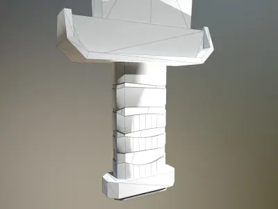 Stylized medieval old sword Low-poly 3D model