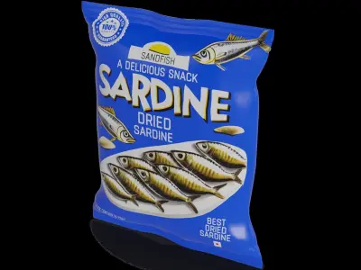 Dried fish and seafood Dried Sardine Snacks Low-poly 3D model