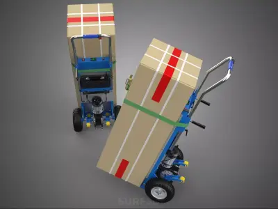 ELECTRIC HAND TRUCK STAIR CLIMBER CARGO PACKAGE BOX RATCHET TILT 3D model