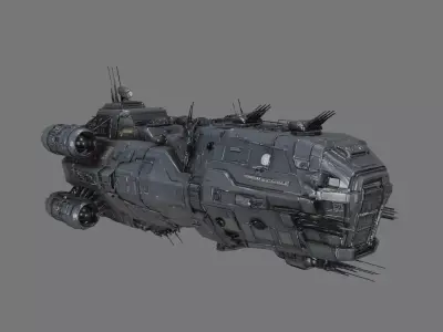 Sci-Fi Armored Gunship Spaceship 3D model