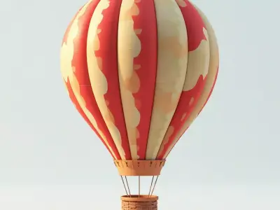 Hot Air Balloon Low-poly 3D model 3