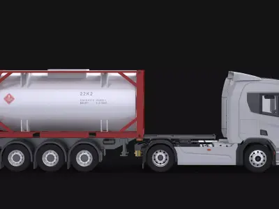 Euro Truck and ISO 20 Tanker Trailer 3D model