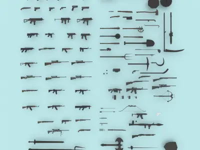 Low Poly Guns Pack 85 in 1 Low-poly 3D model