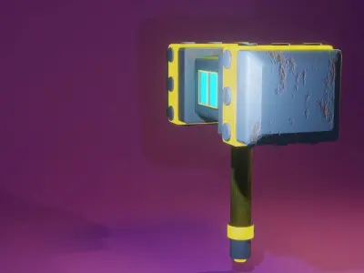 hammer with long and thick head Low-poly 3D model