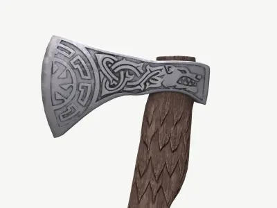 Viking Axe Low-poly 3D model 16