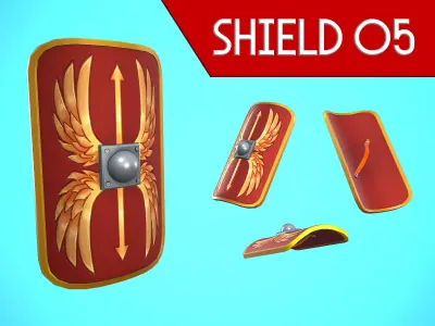 SHIELD 05 - IMPERIAL SCUTUM CARTOON STYLIZED Low-poly 3D model