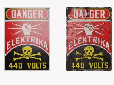 Vintage electric danger sign 02 3D model