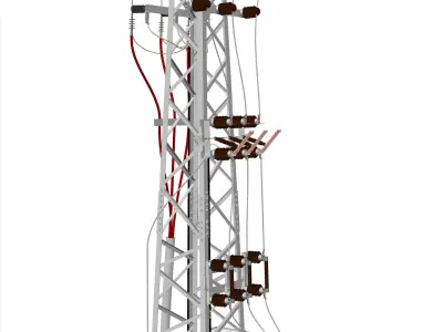 Cable Feeded 952 Tower Transformer Station Free 3D model