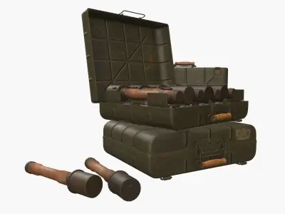 German M24 stick grenade with Metal Case - Stielhandgranate 24 Low-poly 3D model
