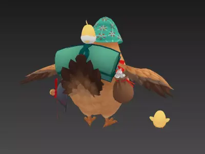 Hen mount Low-poly 3D model purchase
