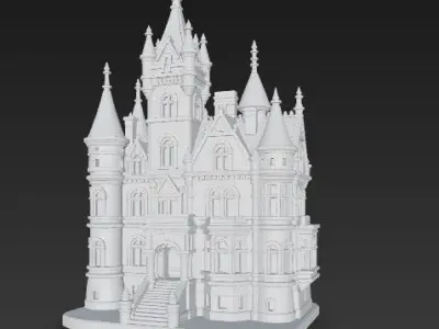 Reflection of Elegance Grandeur  Majestic Mansion Digital Model 3D print model