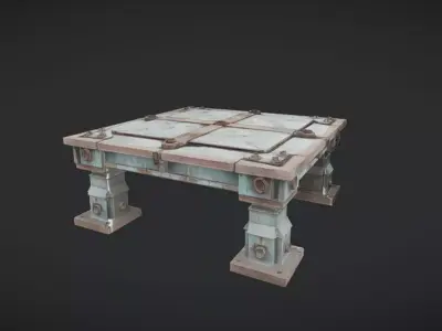 industrial metal platform with four legs 3D model