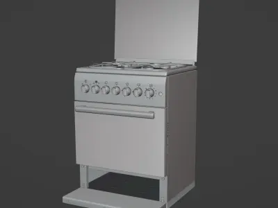 Metal and Steel Kitchen Oven interior 3D model Low-poly 3D model