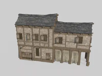 Medieval architecture houses folk dwellings 3D model