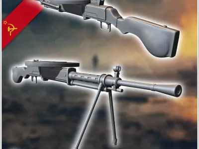 Degtyaryov DP-27 LMG light machine gun 10 - Soviet army WW2 Seco 3D print model purchase
