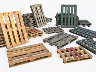 Wood Euro Pallets Collection 3D Model Pack