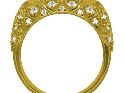 Antique Ruby Octagon Stone Art Deco Engagement Ring 3D print model