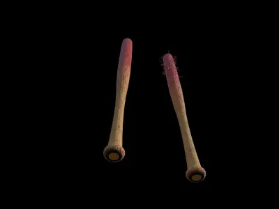 ballbat two baseball bats Free low-poly 3D model