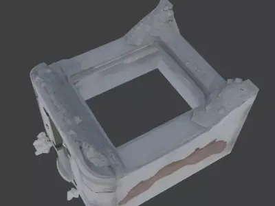Destroyed Military Concrete Bunker Low-poly 3D model
