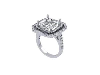Asscher Solitaire Ring 3D print model