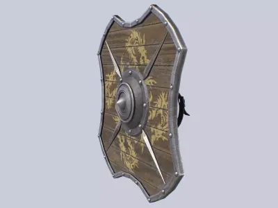 Viking shield Low-poly 3D model 2