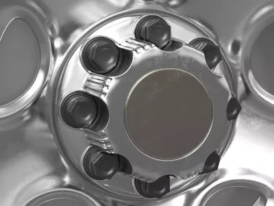 Truck Tire with Steel Wheel Rim Silver 3D model