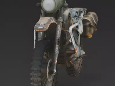 Realistic Destroyed Military Motorcycle 3d model Low-poly 3D model