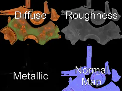 Antique Ornate Teapot D Model Pack Low-poly 3D model