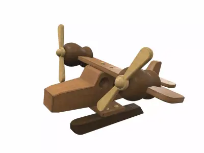 Wooden airplane toy seaplane Free 3D model