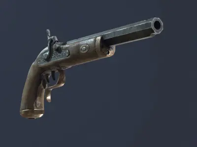 Pirate Black Powder Gun -dirty- Low-poly 3D model