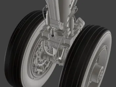 High-polly 50s American Bomber Landing Gear 3D model