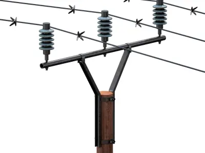 Wood Power line pole 3D model