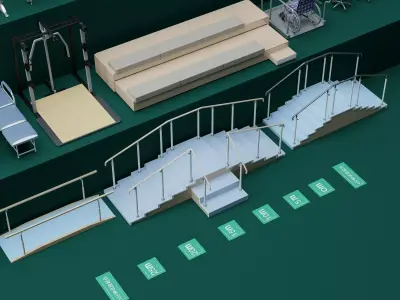Rehabilitation Center Therapy Equipment Pack PBR Game Ready Low-poly 3D model