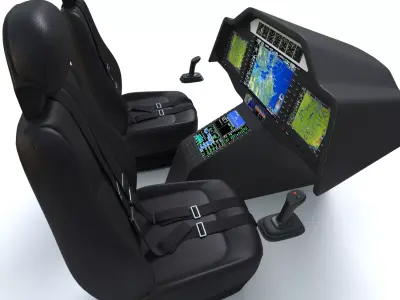 Aircraft Control Panel and Pilot Seats 2 3D model