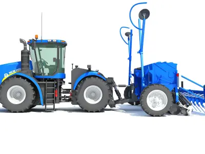 New Holland Tractor with Seed Drill 3D model