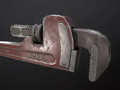 Pipe Wrench Low-poly 3D model 7