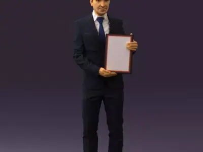Man in blue suit diploma 0557 3D model