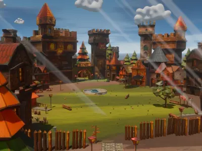 Stylized 49 Piece Rpg Town VR and Game Ready Asset Pack Low-poly 3D model