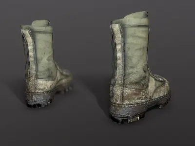Boot Game ready model pair of military boots Low-poly 3D model