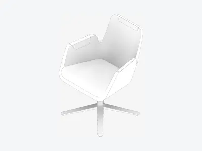 Furniture - Chair - Contemporary - Low - Swivel - Star Glides Low-poly 3D model