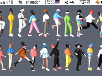 cartoon characters 4 01 3D model