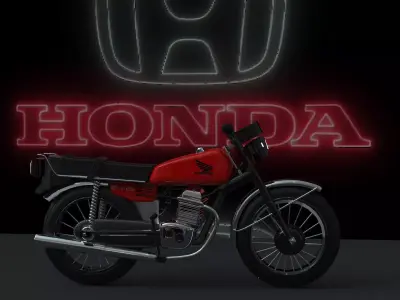 Honda CG125 Detailed 3D Model Retro Motorbike for Vray Blender 3D model