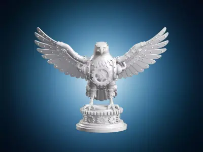 Steampunk Eagle on Gear Pedestal 3D Print Model 3D print model