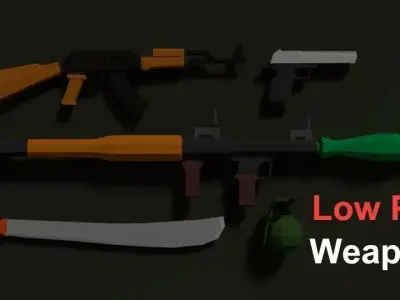 Low Poly Weapons Pack Low-poly 3D model