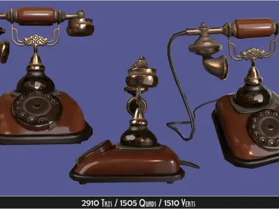 Antique Vintage Retro Phone Low-poly 3D model