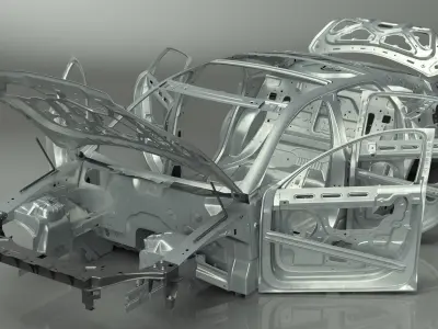 Car Frame Unibody Structure Rigged 3D model