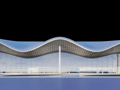 Modern Airport building facade Archviz 3D model